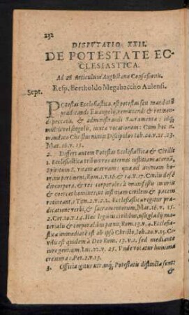 Disputatio XXII. De Potestate Ecclesiastica.
