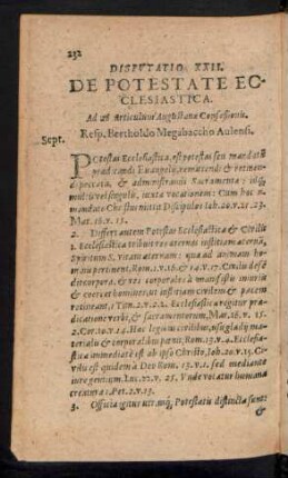 Disputatio XXII. De Potestate Ecclesiastica.