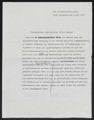 Brief von Gerhart Hauptmann an Unbekannt, geschrieben von Minna Liebig