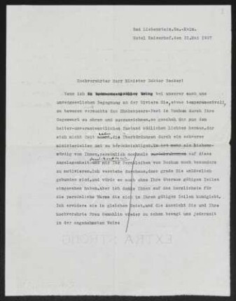 Brief von Gerhart Hauptmann an Unbekannt, geschrieben von Minna Liebig