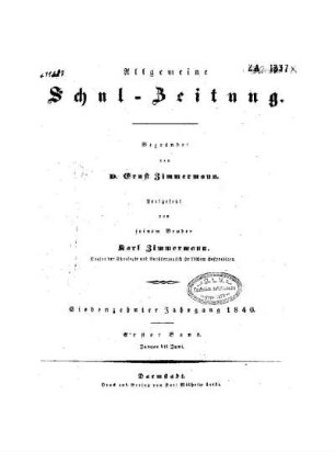 Titel : Erster Band ; Jan. - Jun.