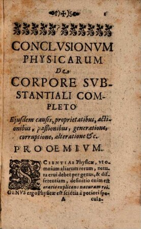 Conclusiones Physicae Per Aliquot Principia Philosophica Explicatae