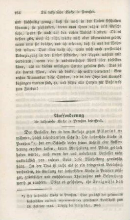 254-260 Aufforderung die lutherische Kirche in Preußen betreffend