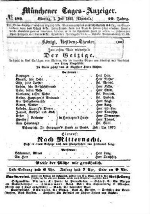 Münchener Tages-Anzeiger : altes Fremdenblatt. 1861,7/12 = Jg. 10