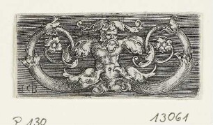 Ornamentstich mit männlicher Halbfigur, Blatt 2 der Folge "Arabesques mit Figuren"