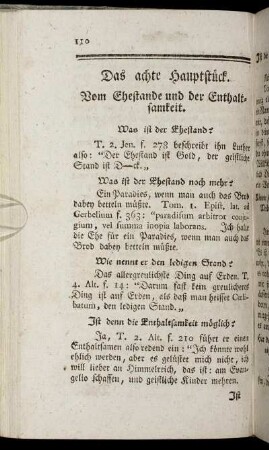Das achte Hauptstück. Vom Ehestande und der Enthaltsamkeit.