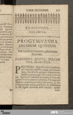 Progymnasma Decimum Quintum. Sese vestibus exuentes, preces ante somnum.