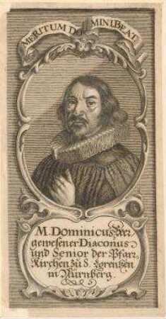 M. Dominicus Beer (Bär, Ursinus);. geb. 10.04.1598 in Velden; gest. 31.07.1663 in Nürnberg