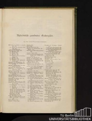 Alphabetisch geordnetes Sachregister.