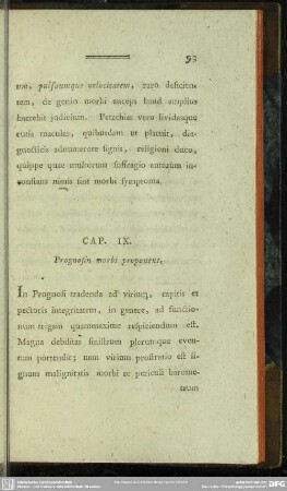 Cap. IX. Prognosin morbi proponens
