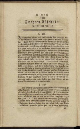 Zum Zweyten Abschnitt des Ersten Theils.