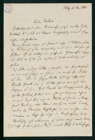 Brief vom 16. Mai 1881