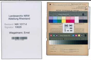 Entnazifizierung Ernst Wiegelmann , geb. 28.07.1886 (Kaufmann)