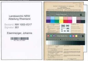 Entnazifizierung Johanna Eisenmenger , geb. 17.11.1917 (Kaufm. Angestellter)