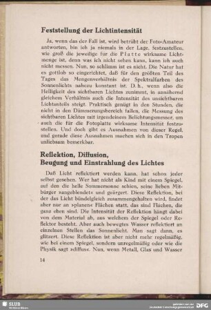 Reflektion, Diffusion, Beugung und Einstrahlung des Lichtes