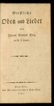 Geistliche Oden und Lieder