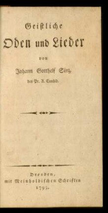 Geistliche Oden und Lieder
