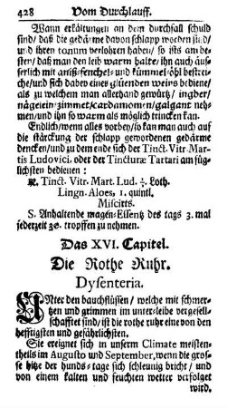 Das XVI. Capitel. Die Rothe Ruhr. Dysenteria.