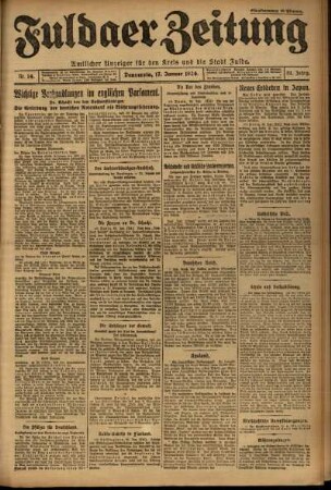Erste Ausgabe vom Donnerstag, den 17. Januar 1924.