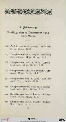 II. Auktionstag: Freitag, den 9. Dezember 1904 von 10 Uhr ab (Nr. 266-314)