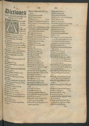Dictiones Latinae, Graecis Expositae.