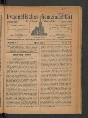 Jahrgang IV. April 1914. Nummer 4.
