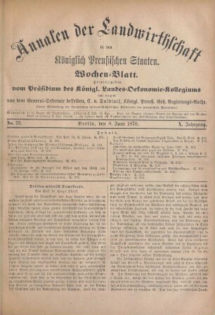 No. 23. Berlin, den 8. Juni 1870. X. Jahrgang.