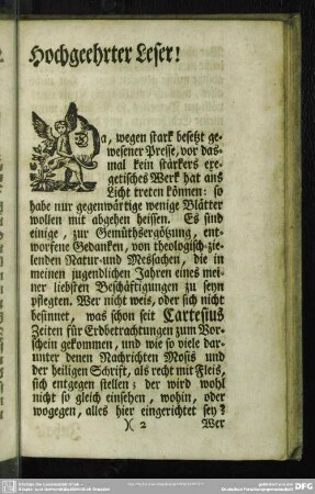 Hochgeehrter Leser!