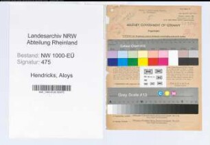 Entnazifizierung Aloys Hendricks, geb. 24.02.1882 (Geschaeftsfuehrer)
