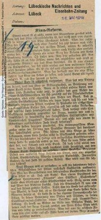 Kritik aus Lübeckische Nachrichten (16.05.1916)