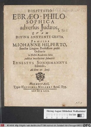 Disputatio Ebraeo-Philosophica adversus Judaeos