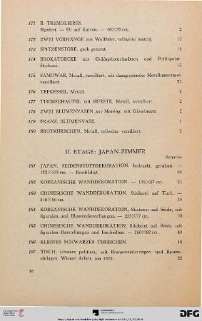 II. Etage: Japan-Zimmer (Nr. 181-212)