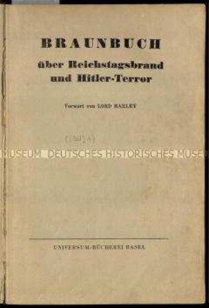 Braunbuch über Reichstagsbrand und Hitler-Terror