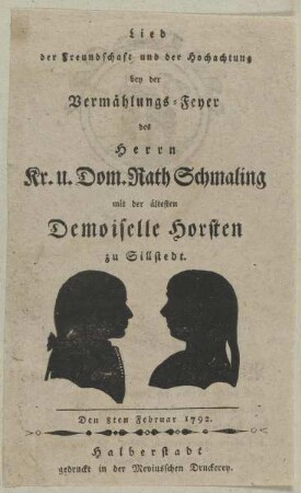 Doppelbildnis des Gotthelf Eberhard Schmaling und der Demoiselle Horsten