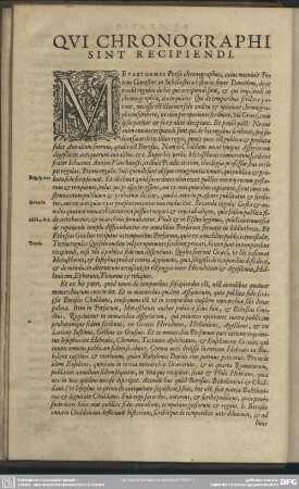 Qui Chronographi Sint Recipiendi