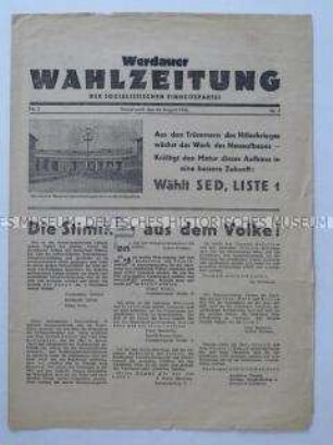 Sonderdruck der SED Werdau zu den Gemeindewahlen 1946