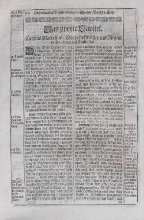 Das zweyte Capitel. Carolus Martellus, Groß-Hofmeister und Regent in Frankreich und Austrasien.