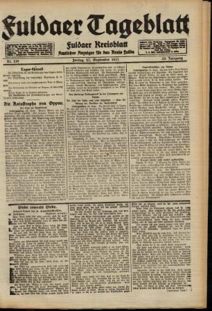 Ausgabe vom Freitag, den 23. September 1921.