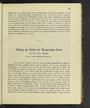 Beitrag zur Kultur der Tropaeolum-Arten.