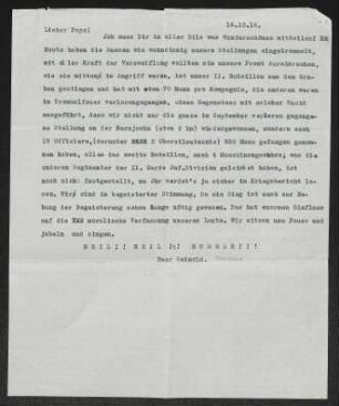 Brief von Reinhold Klimsch an Fritz Klimsch