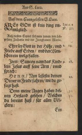 Auß dem Evangelisten S. Luca.