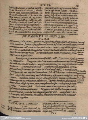 De Damnatis in Matallum Tit. LXI.