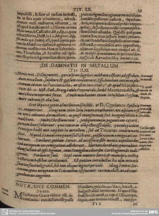 De Damnatis in Matallum Tit. LXI.