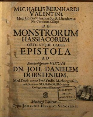 Exercitatio Anatomica De Monstro Humano Nupero