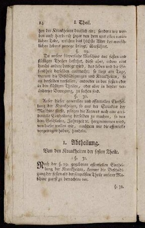 I. Abtheilung. Von den Krankheiten der festen Theile.