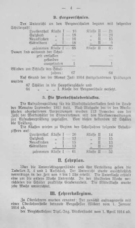 III. Lehrerkollegium