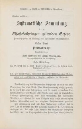 Verlag von Karl J. Trübner in Strassburg. Soeben erschien: