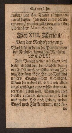 Der XIII. Articul/ Von der Rechtfertigung.