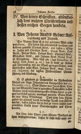 36-38, I. Von Johann Andts Geburt, Auferziehung und Jugend