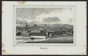 Ansicht von Gränitz, Lithographie, 1838 : Gränitz / N. d. Nat. gez. v. J. Möckel. - [Dresden] : [Hermann Schmidt] , [1838]. - 1 Kunstbl. : Lithogr. ; 19 x 12 cm +++ Auch enth. in Sachsens Kirchen-Galerie; Bd. 2